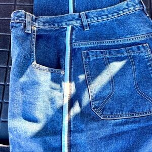 No Excuses Y2K  90s vintage striped skater Blue Denim straight-wide leg Jean 16W